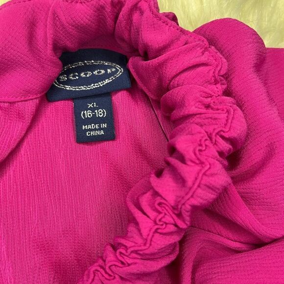 Scoop Hot Pink Blouson Midi Dress with Bow in Back sz XL - Picture 4 of 9